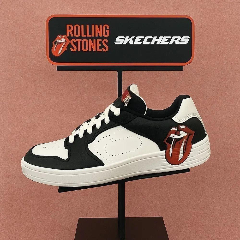 New Skechers x Rolling Stones x Mark Bason Black White Logo Sneakers 10